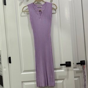 Grace Karin Purple Ribbed Midi Dress